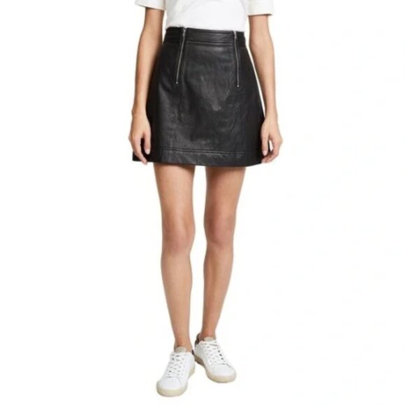 Madewell black leather mini skirt - Picture 2 of 10